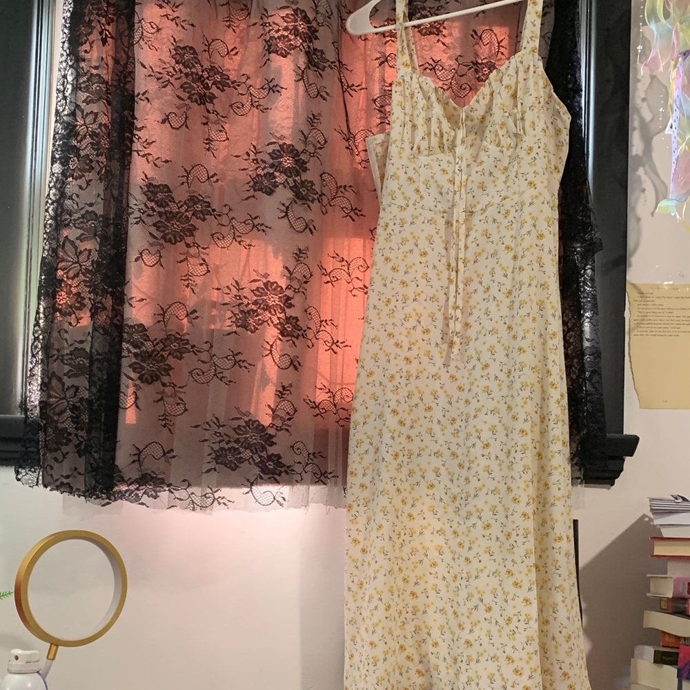 Yellow Floral Midi Slip Dress